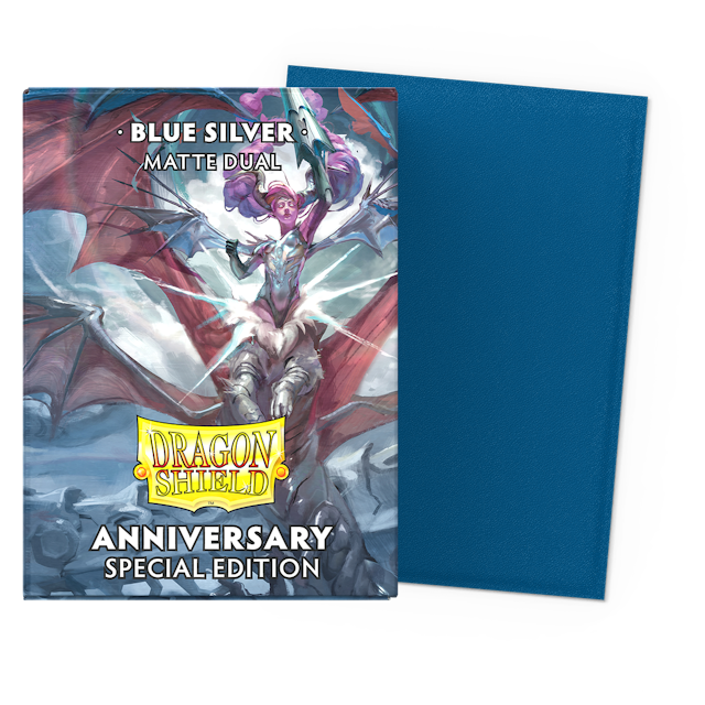 Dragon Shield 100 Count Sleeves Standard Dual Matte 25th Anniversary Special Edition - Blue Silver