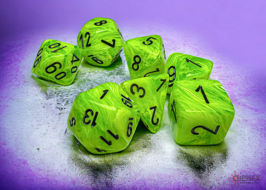 Chessex: 7 Piece Mega-hedral Dice Set Vortex Bright Green With Black