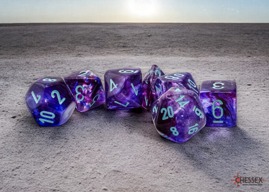 Chessex: 7 Piece Mega-hedral Dice Set Nebula Nocturnal with Turquoise