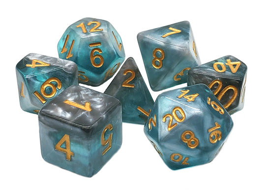 Old School Dice: 7 Piece Dice Set Gradients Cold Steel