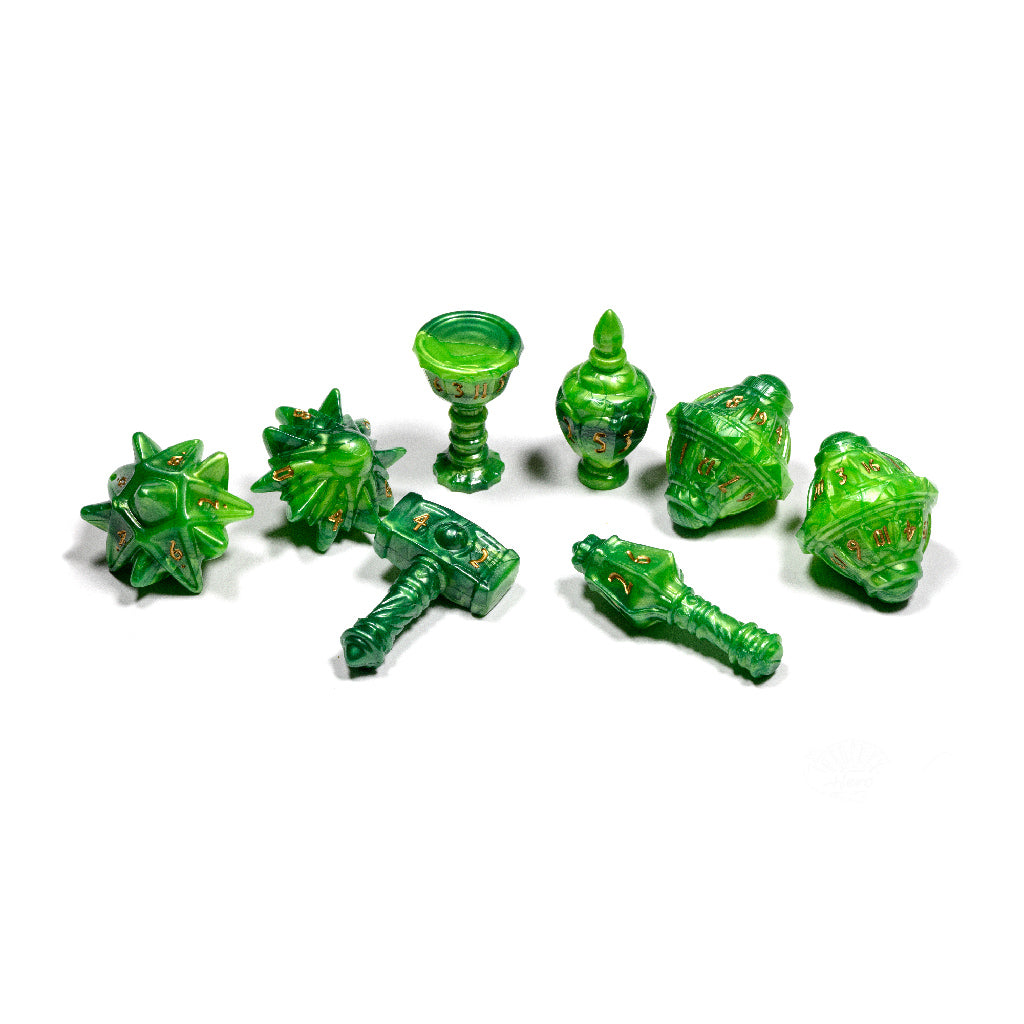 PolyHero: Cleric 8 Dice Set - Verdant Viridian