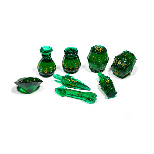 PolyHero: Rogue 8 Dice Set - Emerald Emissary