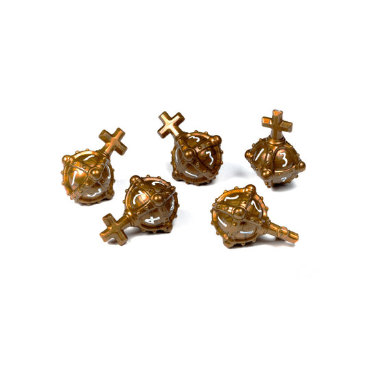 PolyHero: Cleric 5 d4 Dice Set - Hallowed Hand Grenades - Merciful Gold