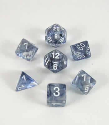 Chessex Dice: 7 Die Set - Nebula - Black with White (CHX 27408) - Gamescape