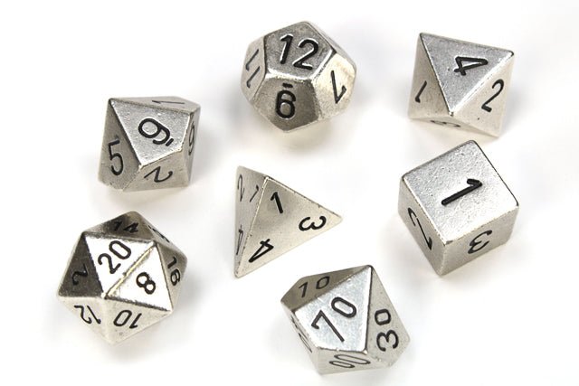 Chessex Dice: 7 Die Set - Solid Metal - Silver (CHX 27021) - Gamescape