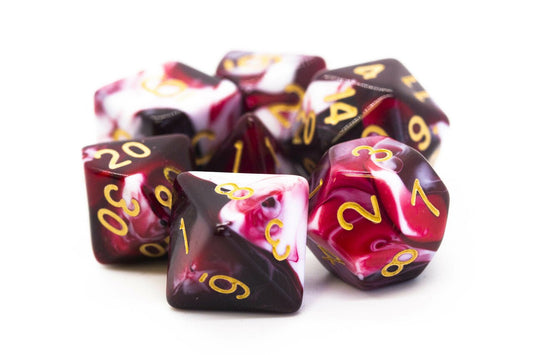 Old School: 7 Die Set - Vorpal - Blood Red & White with Gold - Gamescape