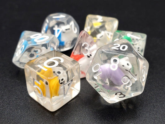 Old School Dice: 7 Die Set - Animal Kingdom - Snail Rainbow - Gamescape