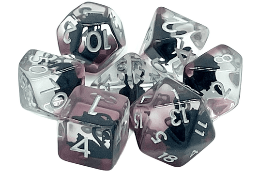 Old School Dice: 7 Die Set - Animal Kingdom - Swan - Black - Gamescape