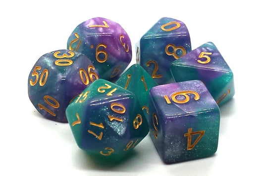 Old School Dice: 7 Die Set - Galaxy - Northern Lights - Gamescape