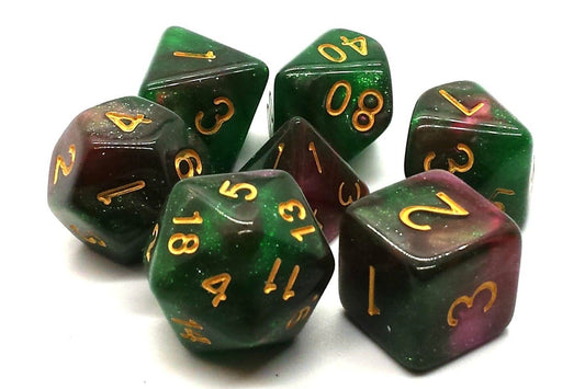 Old School Dice: 7 Die Set - Galaxy - Path of Roses - Gamescape