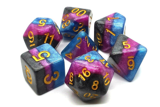 Old School Dice: 7 Die Set - Gradients - King's-Court - Gamescape