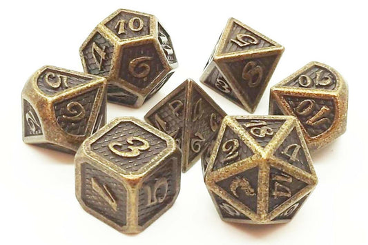 Old School Dice: 7 Die Set - Metallic - Dragon Scale - Ancient Gold - Gamescape