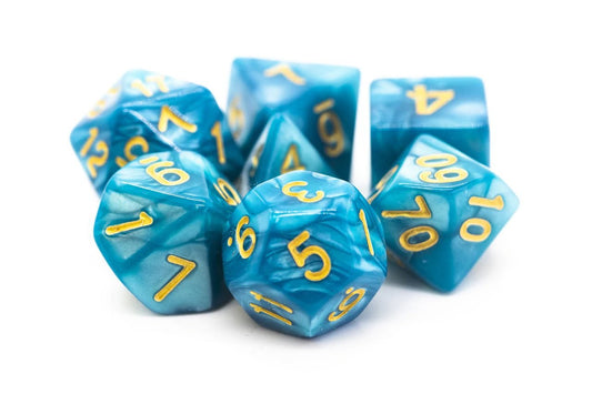 Old School: RPG Dice Set - Pearl Drop - Ocean with Gold - Gamescape