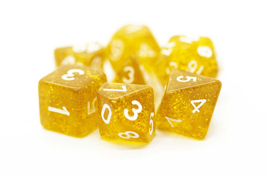 Old School: RPG Dice Set - Sparkle Translucent - Gold with White - Gamescape