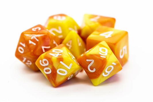 Old School: RPG Dice Set - Vorpal - Orange & Yellow with White - Gamescape