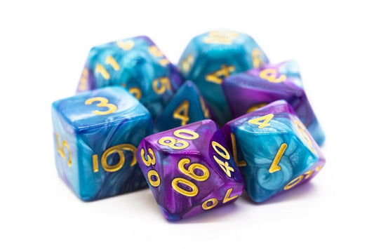 Old School: RPG Dice Set - Vorpal - Teal & Lavender with Gold - Gamescape